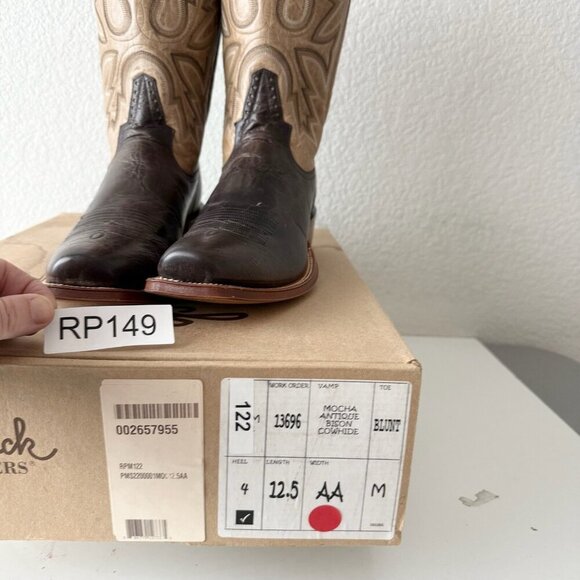 Rod Patrick Mens Cowboy Boots 12.5AA Antique Mocha Bison Brown Western Blunt Toe - Picture 11 of 12